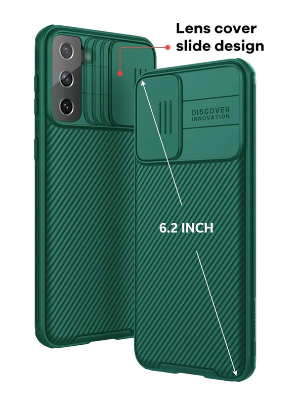 Nillkin Samsung Galaxy S21 6.2 Inch CamShield Pro Slider Camera Close & Open Double Layered Protection TPU + PC Case Cover, Dark Green