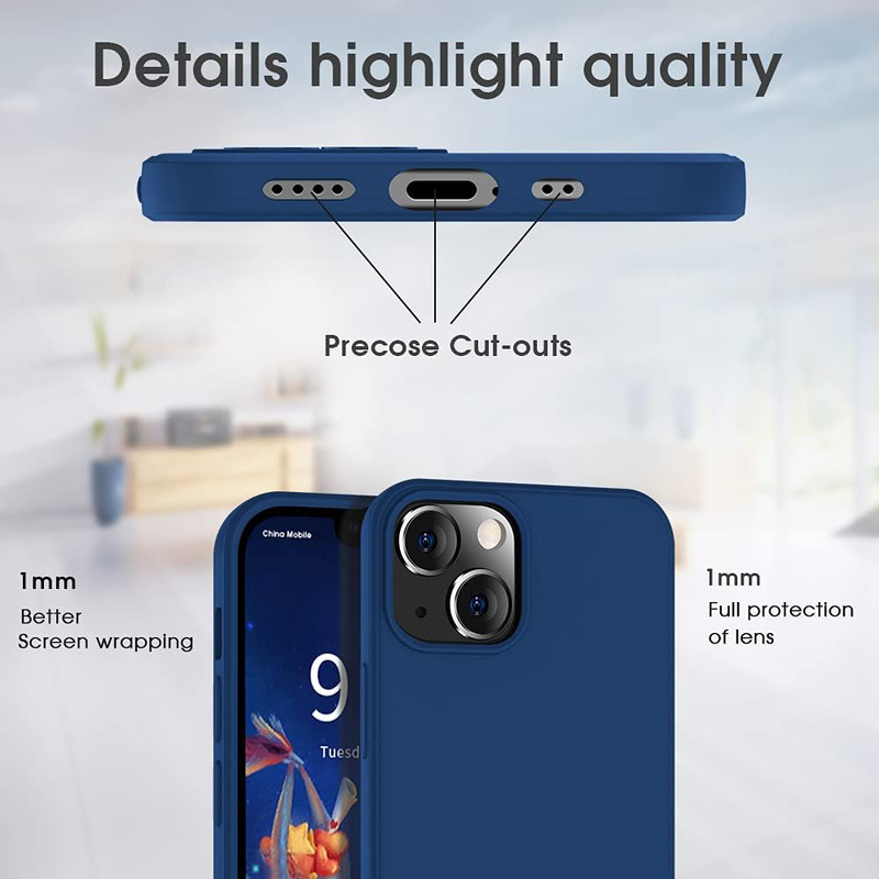 X-level Apple iPhone 13 6.1" (Dynamic Series) Ultra Thin Soft Liquid Silicone Cover with Microfiber Lining Cushion Protective Mobile Phone Case Cover, Navy Blue