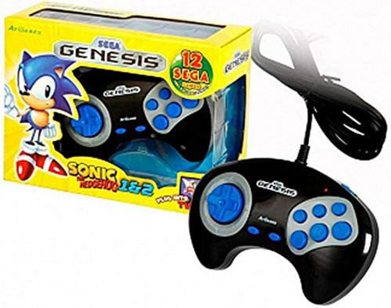 Sega Genesis Game Player Plug & Play into TV with Built-In 12 Sega Games, Black