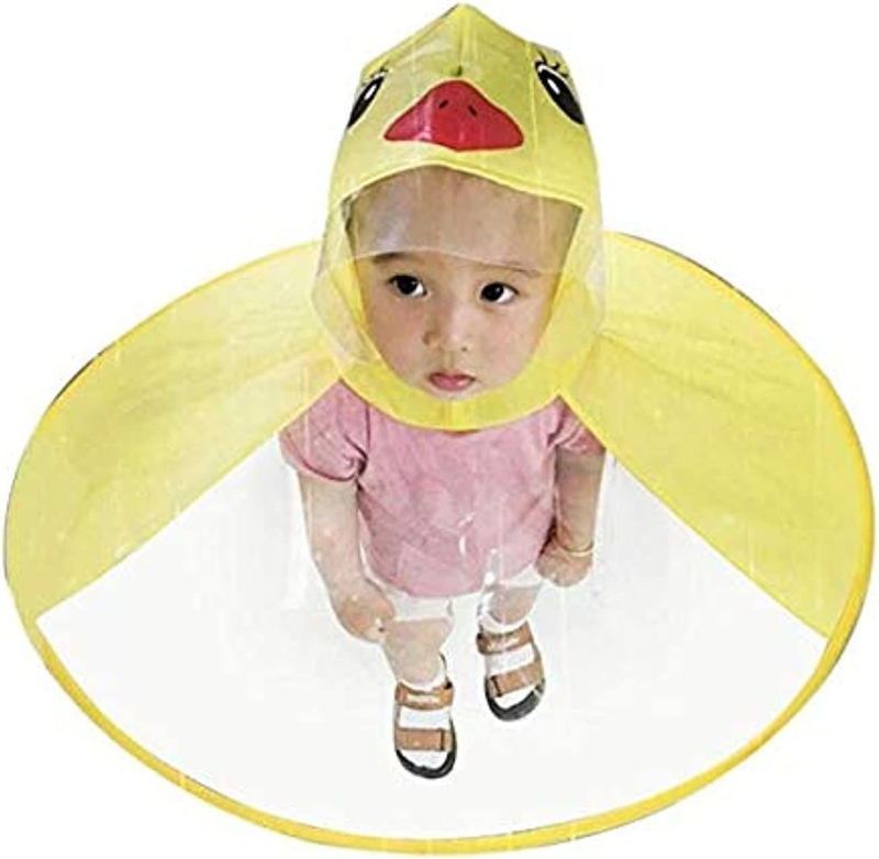 Cute Cartoon Duck Rain Coat Children Umbrella Hat Magical Hands Free Raincoat, Yellow