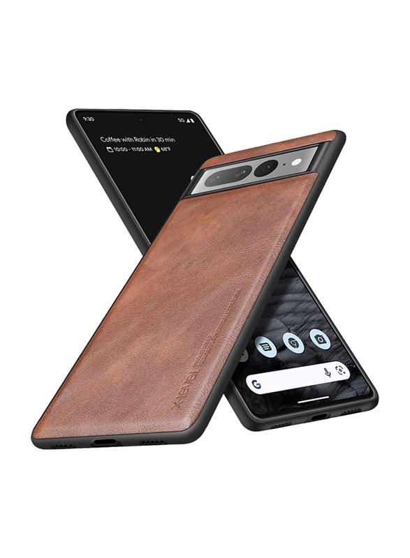 X-Level Google Pixel 7 Pro (2022) PU Leather Soft TPU Bumper Shockproof Mobile Phone Case Cover, Brown