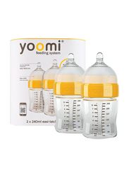 Yoomi Anti-Colic Baby Feeding Bottle, 2 x 240ml, Clear/Yellow