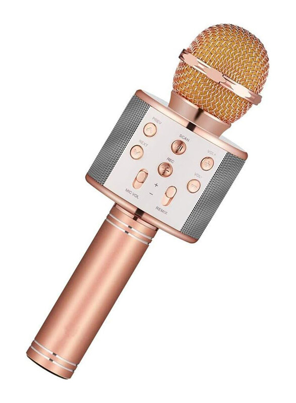 

Generic Wireless Bluetooth Karaoke Handheld USB KTV Player Mic Speaker Record Music Microphones, Rose Gold