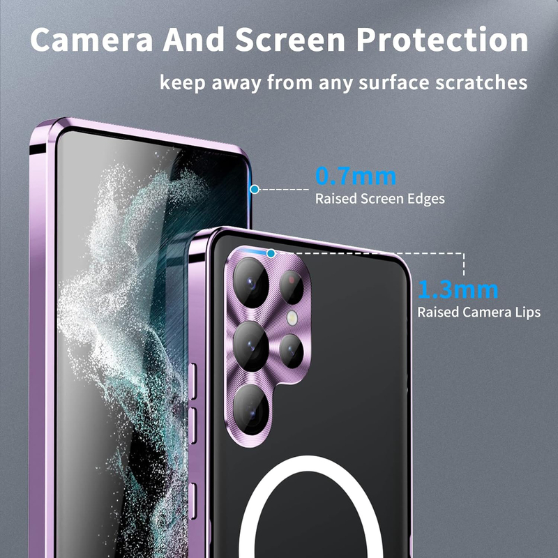 Samsung Galaxy S23 Ultra 5g Metal Magsafe Wireless Charger Translucent Matte Magnetic Mobile Phone Case Cover with Camera Lens Protection, Purple