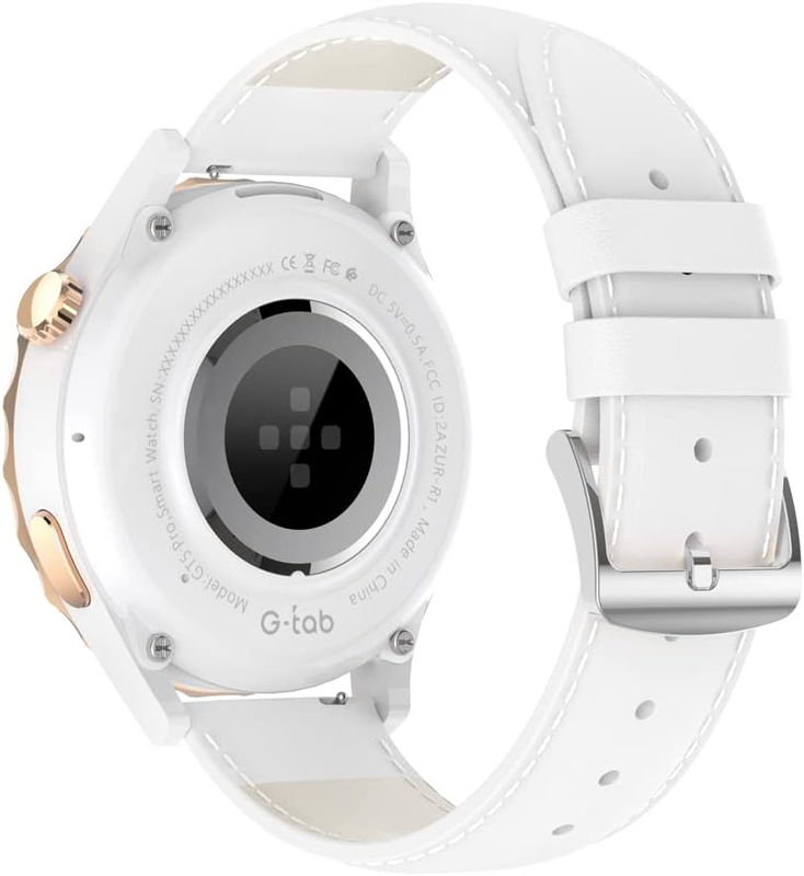 G-tab GT5 Pro 1.32 Inch Smartwatch for Women, White/Gold