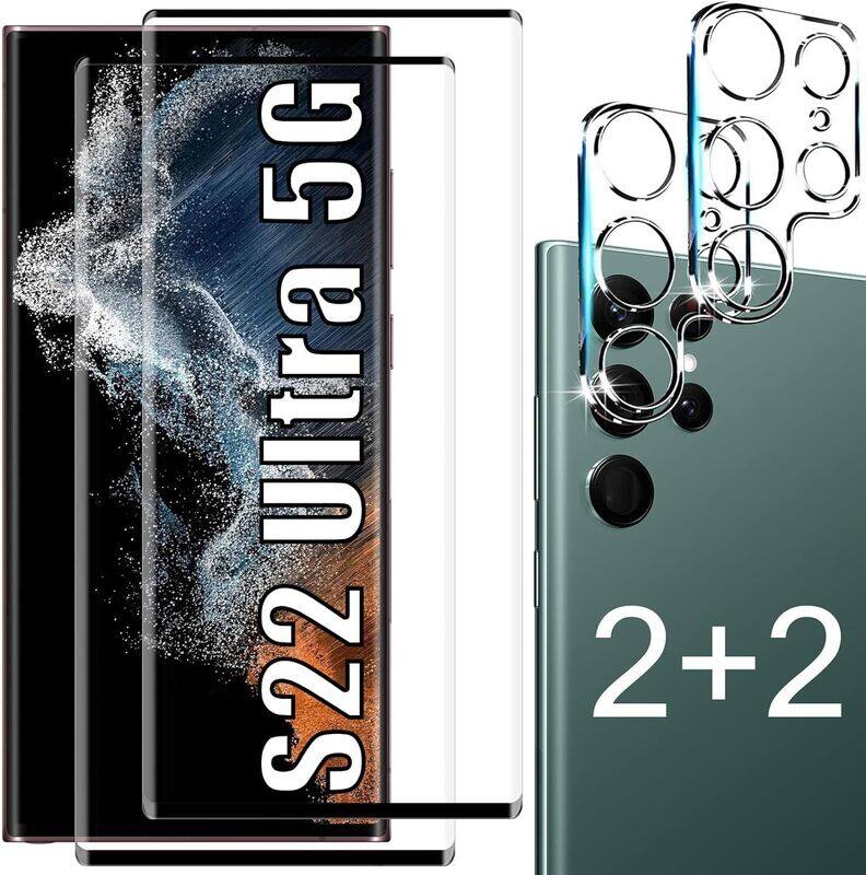 

Generic Samsung Galaxy S22 Ultra 5g HD Ultrasonic Fingerprint Support, 3D Curved, Scratch Resistant, Bubble-Free 2 x Tempered Glass Screen Protector + 2 x Cam