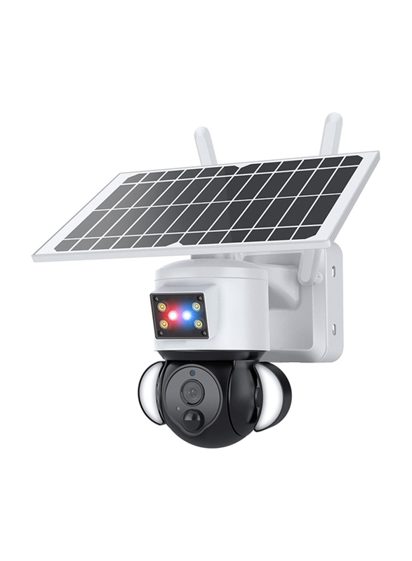 2K 4MP Security System Solar Surveillance Camera Outdoor, White