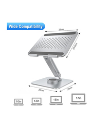 360 Degree Rotation Adjustable Laptop Stand for Desk, Silver