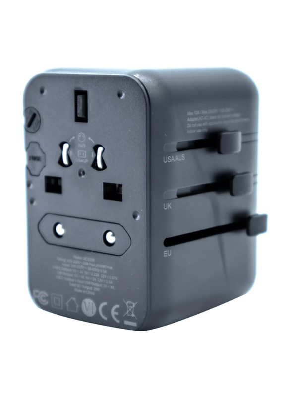 Budi 4 USB Travel Adapter, Black