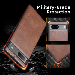 X-level Google Pixel 7 5G (2022) Ultra-Thin Slim Premium PU Leather Elegant Soft TPU Bumper Shockproof Protective Mobile Phone Case Cover, Brown