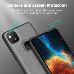 X-level Google Pixel 4a Anti-Scratch Premium Leather Soft TPU Bumper Shockproof Protective Mobile Phone Cover Case, Grey