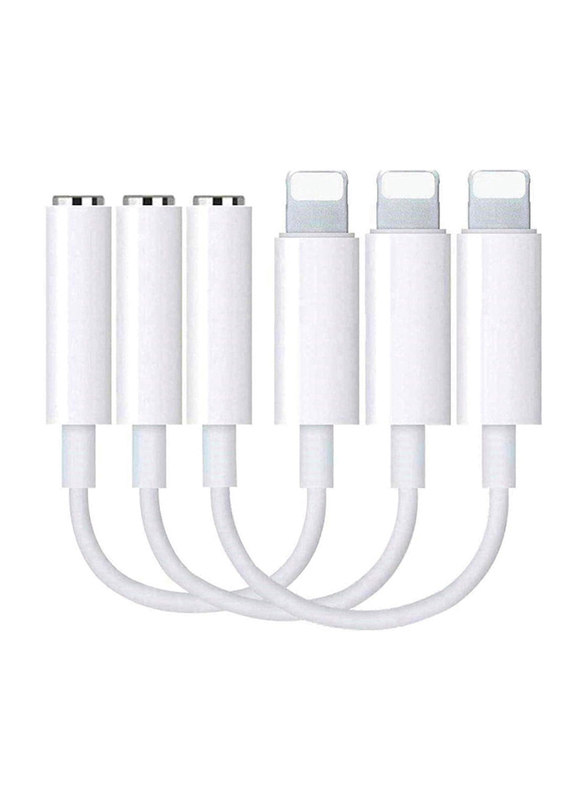 Veetone 3-Pack Apple MFi Certified Aux Audio Adapter, Lightning to 3.5mm Headphone Jack for Smartphones/Tablets, White