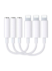 Veetone 3-Pack Apple MFi Certified Aux Audio Adapter, Lightning to 3.5mm Headphone Jack for Smartphones/Tablets, White