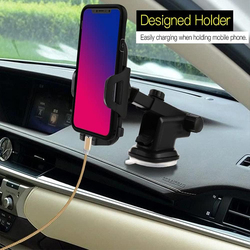 Yesido Universal 360 Degree Rotation Free Stretch Automatic Clip Mobile Phone Car Holder, C23, Black