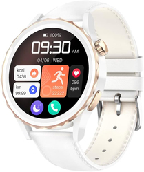 G-tab GT5 Pro 1.32 Inch Smartwatch for Women, White/Gold