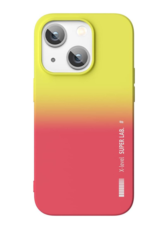 X-Level Apple iPhone 14 Shockproof Silicone Full Body Protective Light Back Mobile Phone Case Cover with Camera Protection Anti-Scratch Gradual Colour, Red