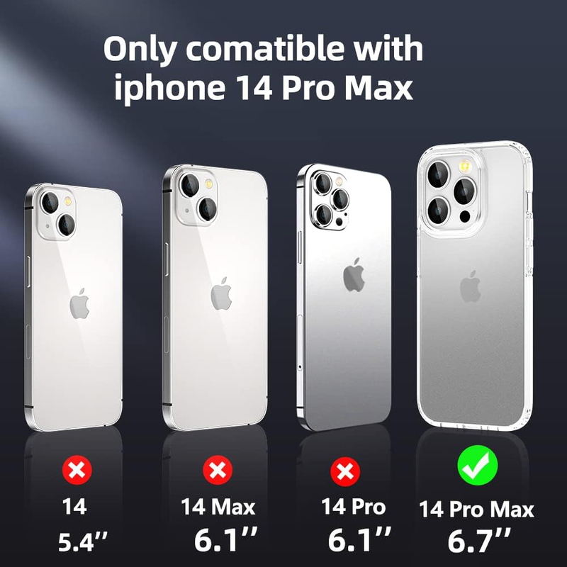 X-Level 6.7-inch Apple iPhone 14 Pro Max (2022) Shockproof Frosted Translucent Thin Military Grade Drop Anti-Drop Hard PC Slim Protective Mobile Phone Case Cover with Soft Silicone Edge, Clear