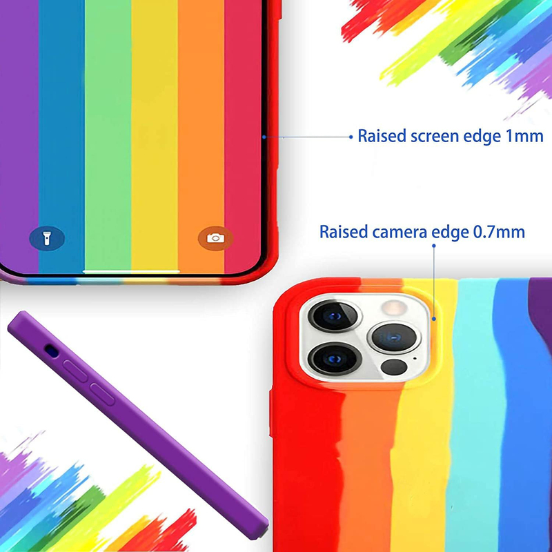 Apple iPhone 12 Pro Max 6.7-inch Rainbow Silicone Gel Shockproof Slim Hard Shell Soft Microfiber Liner Many Colours Mobile Phone Case Cover, Multicolour