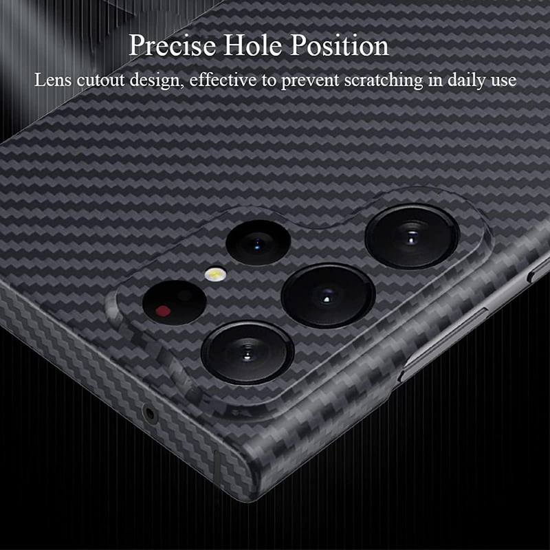 Samsung Galaxy S22 Ultra Real Aramid Fiber Precise Hole Position with Ultra Slim Protective Shockproof Mobile Phone Case Cover, 1500D, Black