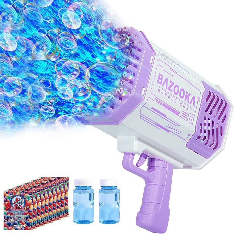 Bubble Gun-Bazooka Launcher Bubble Machine with Colorful Lights, Ages 3+