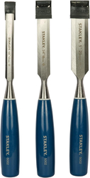 Stanley 3-Piece 5002 Steel Chisels Set with Handle Wood, 0-16-128, Blue/Silver