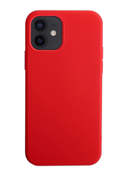 Apple iPhone 12 and 12 Pro Liquid Silicone Soft Gel Rubber Full Body Protection Shockproof Basic Mobile Phone Case Cover, Red