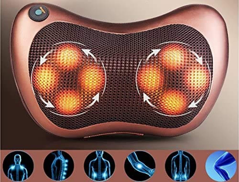 Neck and Shoulders Massage Pillow with Magnet Vibrator Electric Heating Kneading Therapy, Copper