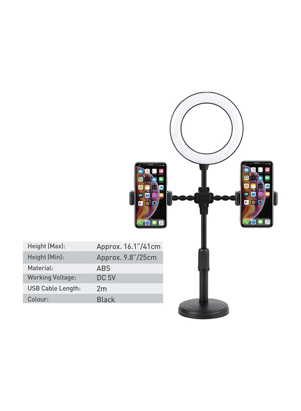 Trands Desktop LED Selfie Ring Light Stand, Black