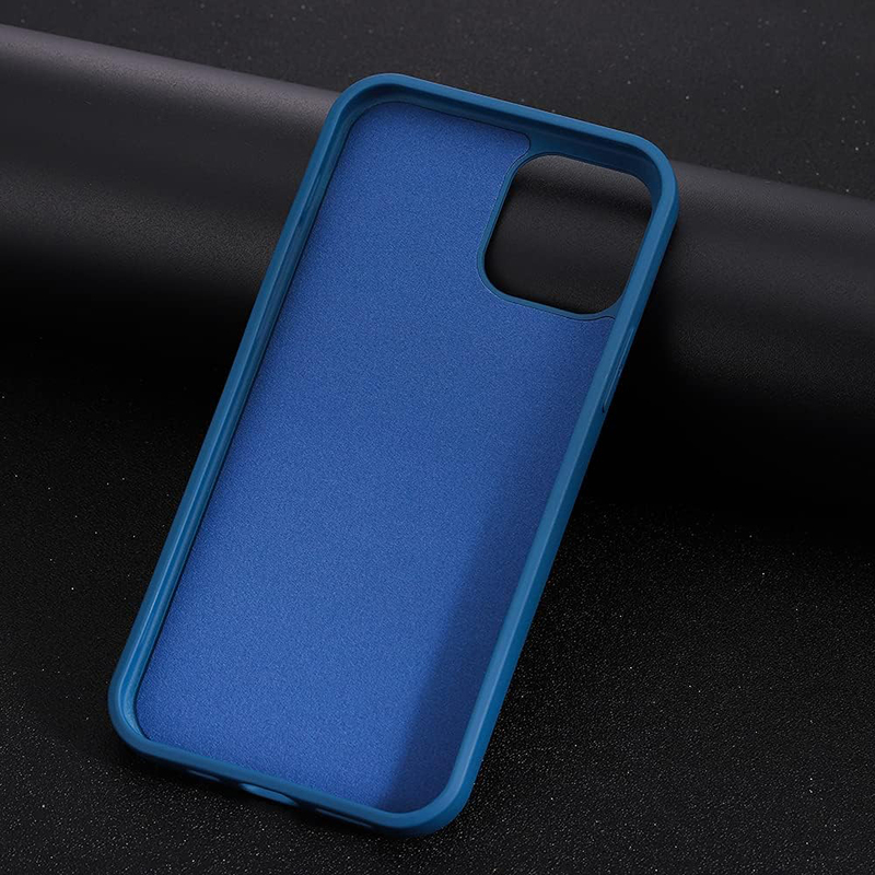 Apple iPhone 12 and 12 Pro Liquid Silicone Soft Gel Rubber Full Body Protection Shockproof Mobile Phone Case Cover, Dark Blue