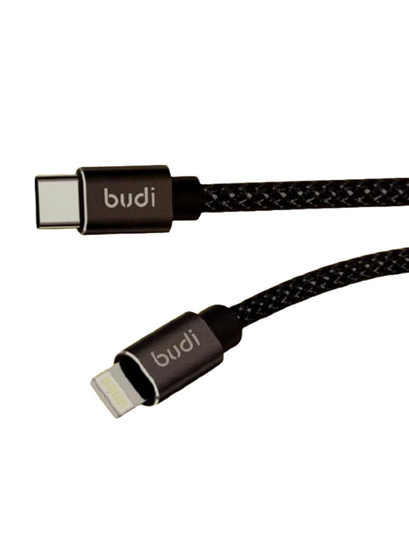 

Budi 3-Meter Power Delivery 20W Fast Charging Aluminum Shell Lightning Cable, USB Type-C to Lightning for Smartphones/Tablets, Black