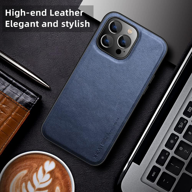 X-Level Apple iPhone 14 Pro 2022 Premium PU Leather Slim Protective Business Design Luxury Rugged Shockproof Non-Slip Mobile Phone Case Cover, Grey