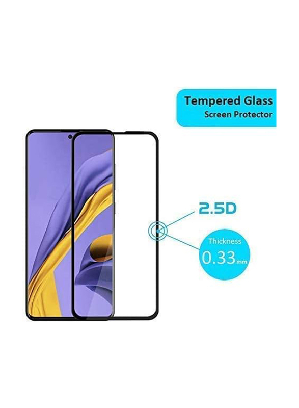 Casodon Samsung Galaxy A71 Glass Full Glue Anti Explosion 2.5D Screen Protector, Black/Clear