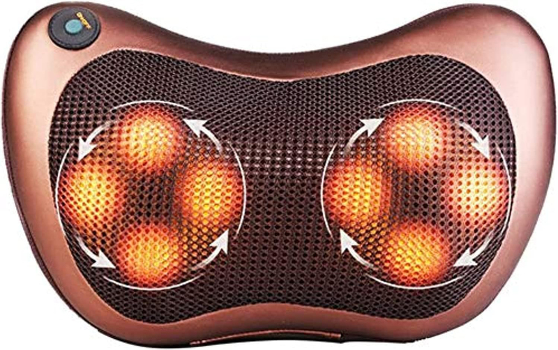 Neck and Shoulders Massage Pillow with Magnet Vibrator Electric Heating Kneading Therapy, Copper