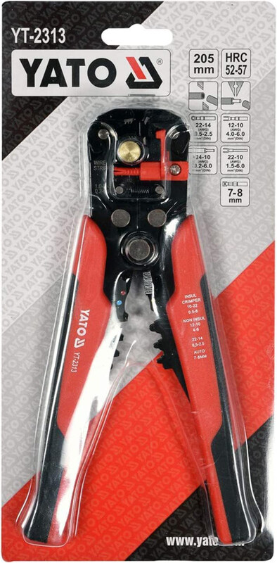 Yato 205mm Ratchet Crimping Pliers, YT-2299, Black/Red