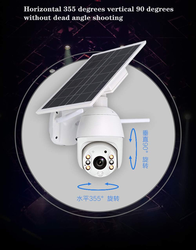 4G Wireless Video Surveillance Solar Camera with PIR Radar Motion, Full Color, Night Vision, 2-channel Audio & 64g Card, IP65, White