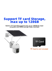 Wifi Solar Power Security 3MP Ip Ptz Human Detection Outdoor Waterproof Camera with Battery, White