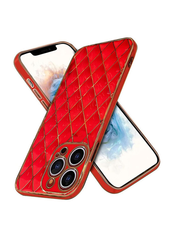 

Generic Apple iPhone 13 Pro Max TPU Leather Quality with Full Metal Lens Mobile Phone Case Cover, Red