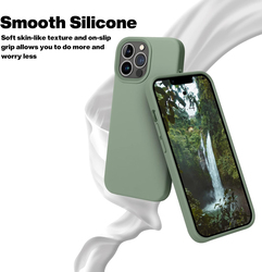 Otofly Apple iPhone 13 Pro Liquid Silicone Slim Protective Shockproof Mobile Phone Case Cover, Calke Green