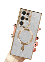 Ook Samsung Galaxy S23 Ultra Luxury Plating Magnetic Glitter Mobile Phone Case Cover, Gold