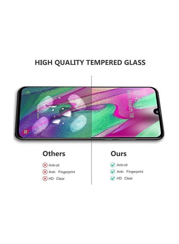 ELTD Samsung Galaxy A40 Anti-Scratch Full Coverage Tempered Glass Screen Protectors, 2 Pieces, Black