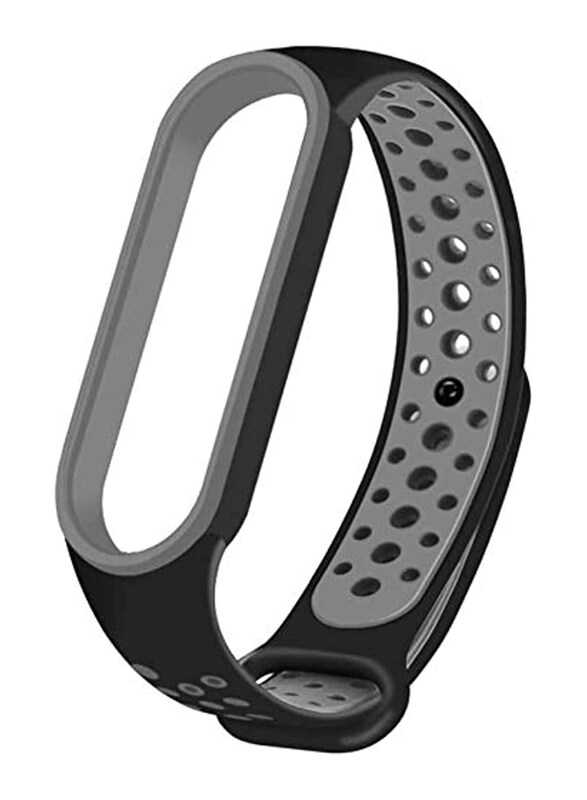 

Xiaomi Sports TPU Silicone PLU Anti-Off Waterproof Bracelet Strap Wristband for Xiaomi Mi Band 5, Black/Grey