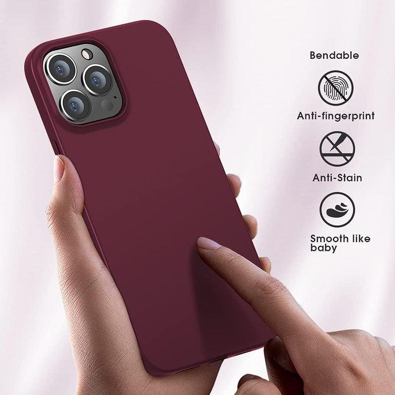 X-Level Apple iPhone 13 Pro Max 6.7-Inch 2021 Ultra-Thin Guardian Series Soft TPU Matte Finish Coating Mobile Phone Case Cover, Wine Red