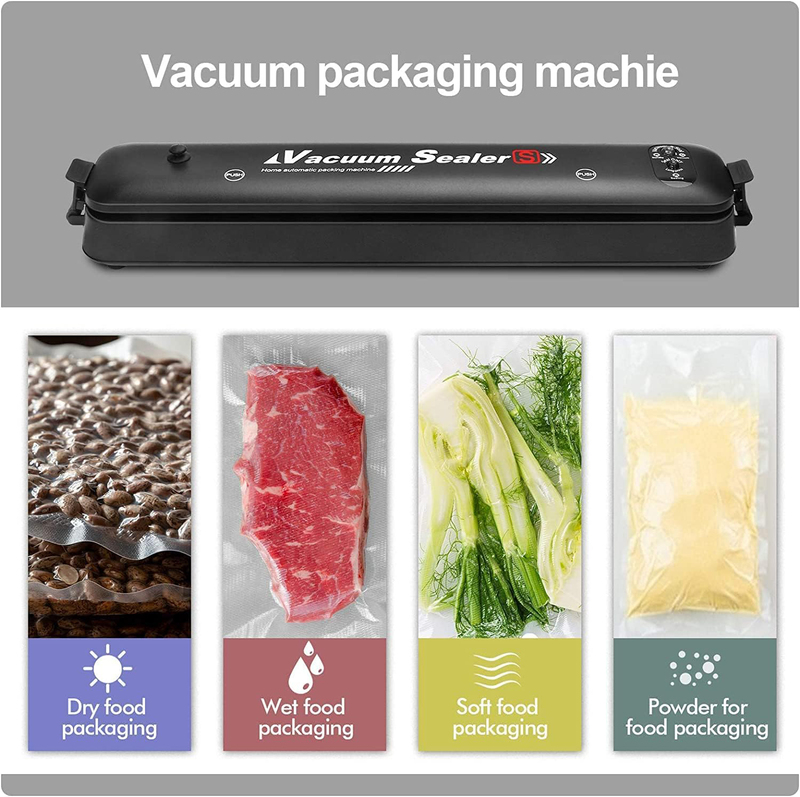 Single-Touch Portable Food Saver Vacuum Sealer Machine with 2-Functions, Black