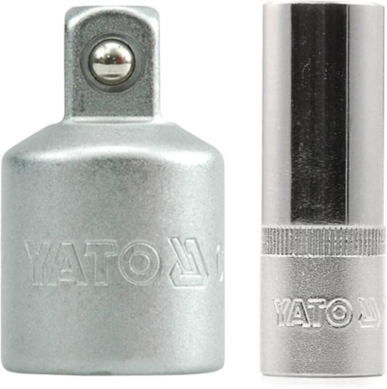 Yato 2-Piece 16mm Spark Plug Socket Drive Adaptor Set, Yt-1253, Silver