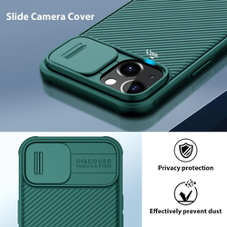 Nillkin Apple iPhone 13 Mobile Phone Case Cover with Slide Camera Cover and Case CamShield Pro Lens Protection, Green