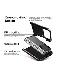 X-Level Samsung Galaxy Z Flip4 5G 2022 Ultra-Thin Slim Premium PU Leather Soft TPU Elegant Anti-Scratch Drop Protection Mobile Phone Case Cover with Wireless Charging, Black