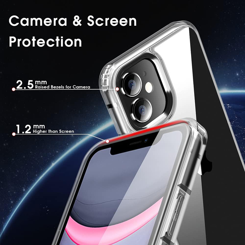 X-Level Apple iPhone 11 6.1-Inch Shockproof Transparent Slim Hard PC Back TPU Bumper Drop Protection Protective Mobile Phone Case Cover, Clear