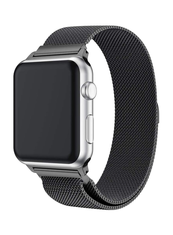 Milanese Stainless Steel Magnetic Watch Band For Apple Watch Series 4 40mm, Black