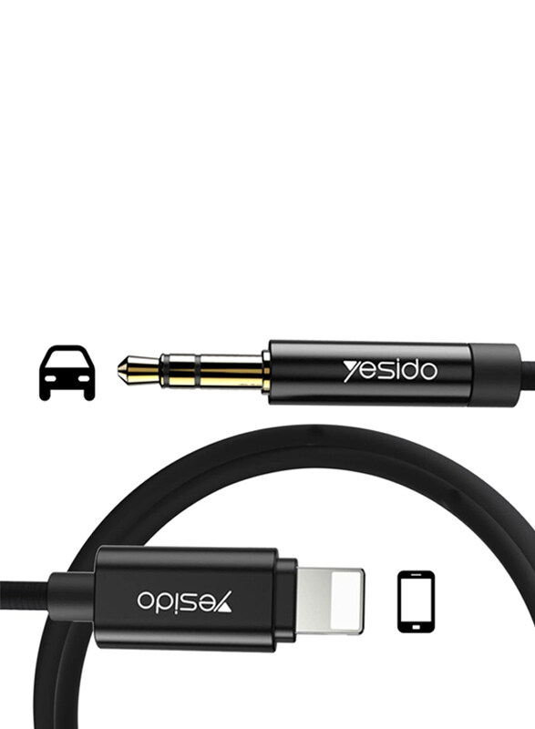 

Yesido 1.2-Meter Aux Audio Cord, Lightning to 3.5mm Headphone Jack for Smartphones/Tablets, Black