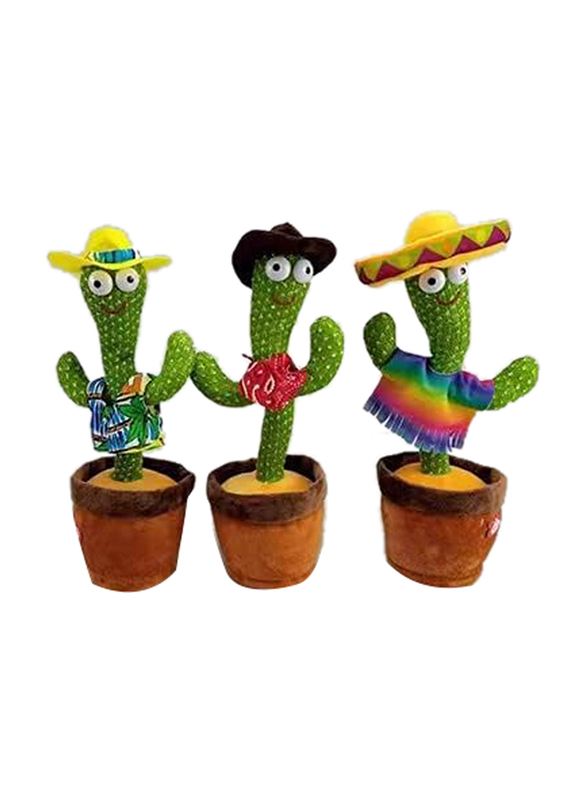 Dancing Cactus Learn to Speak and Shine Twist the Cactus Plush Toy with 3 Songs in English 120 Lighting, All Ages